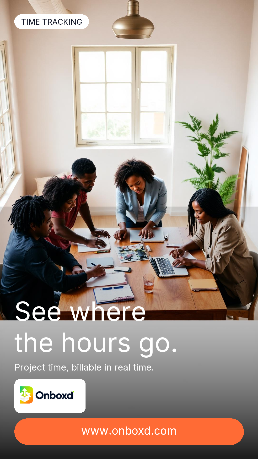 Onboxd time tracking project hours marketing story