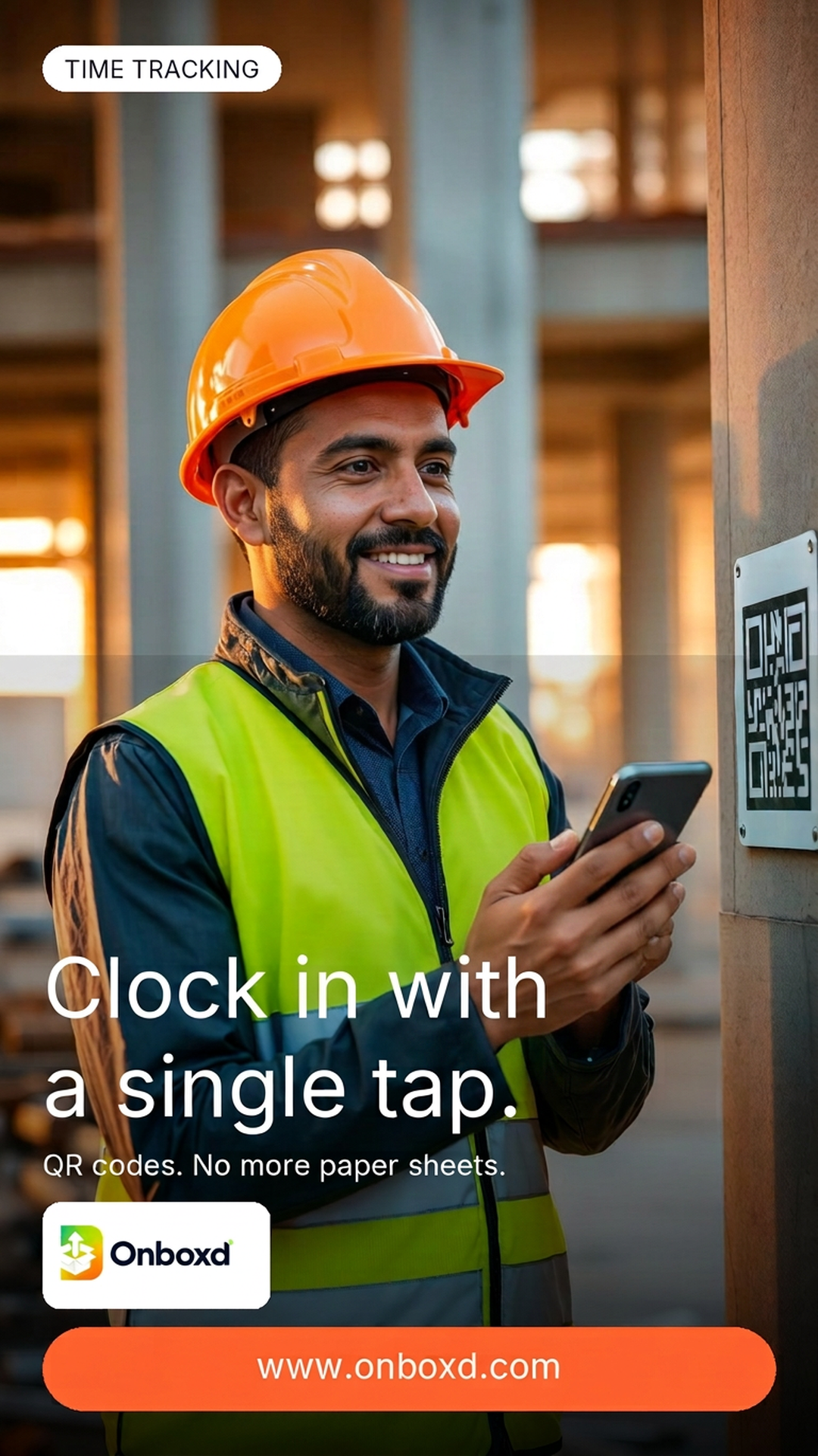 Onboxd time tracking QR clock-in marketing story