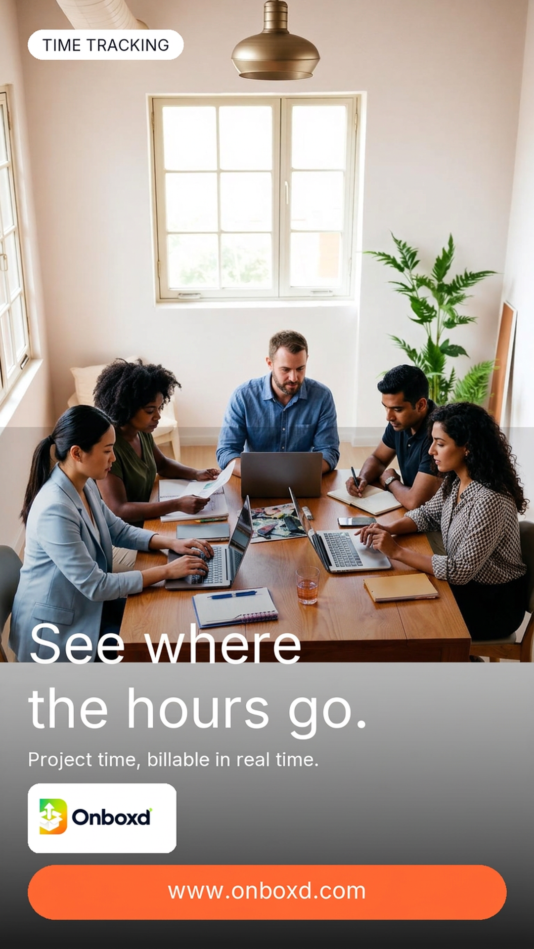 Onboxd time tracking project hours marketing story