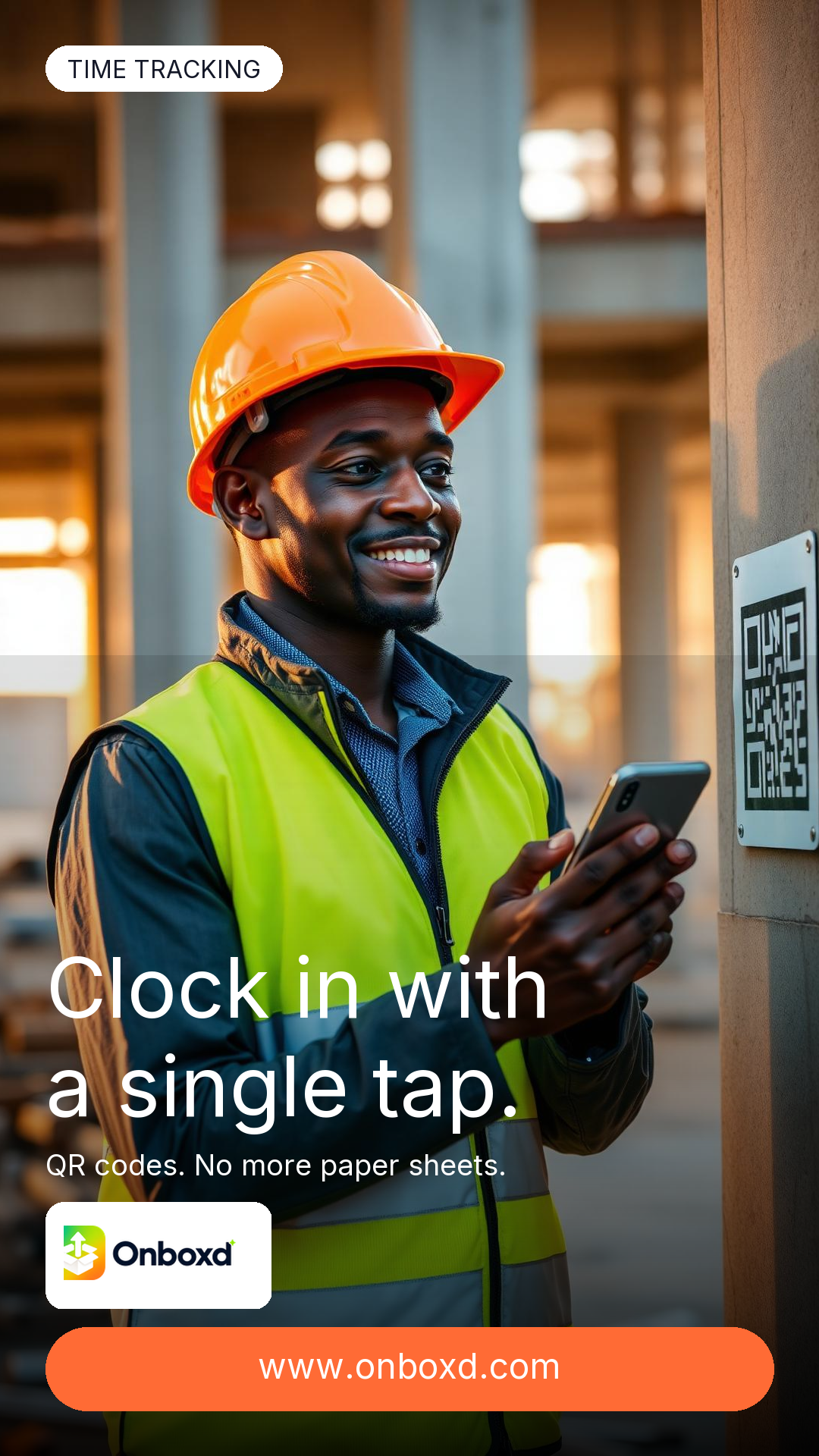 Onboxd time tracking QR clock-in marketing story